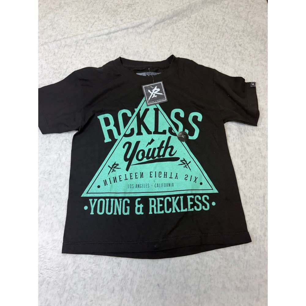 Young & Reckless Mens Reckless Youth Graphic T-Shirt Black Mint Green Small NWT